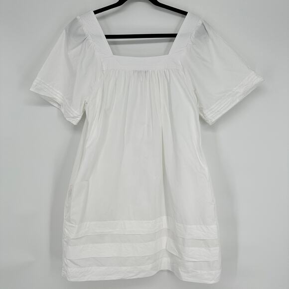 Madewell Nisha Cotton Poplin Square Neck Relaxed Pocket Womens Dress Medium - Picture 7 of 12